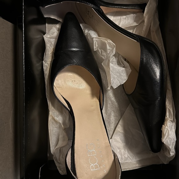 Black leather pointed toe stilettos size 6 1/2 - Picture 4 of 6